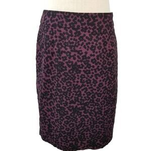 Banana Republic Purple Black Print Lined Rear Zip Skirt 4